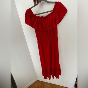 The Fifth Label Red Off Shoulder Maxi Dress